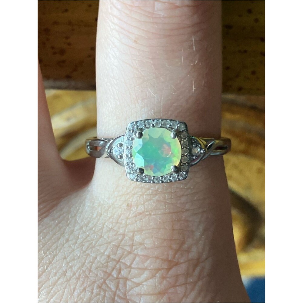 Natural Ethiopian Opal Sterling Silver Ring Size 10.5